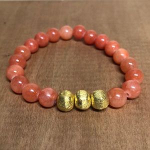 Jill Michael Coral Stone + 22k gold bead bracelet